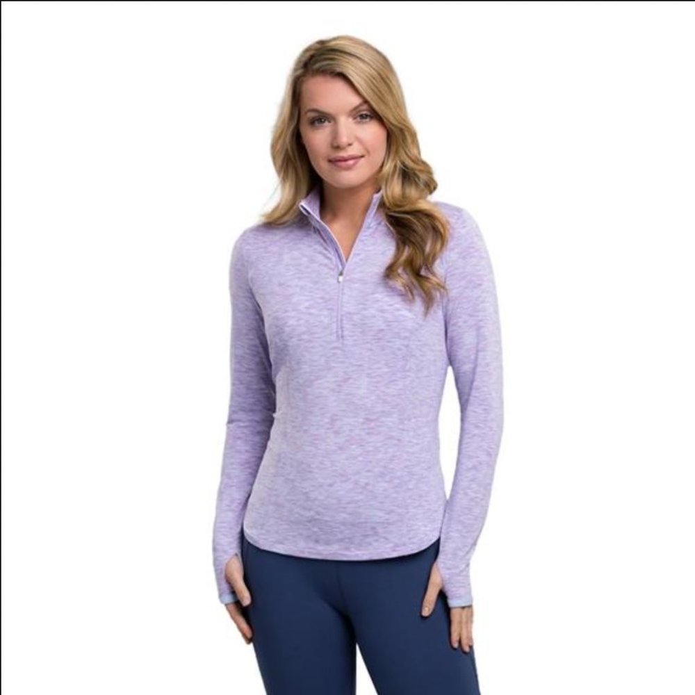 Zero Restriction Women's Size M Gray Pink Shae Golf Zip Mock Pebble beach logo